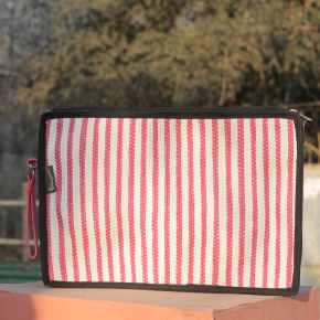 Laptop Sleek Bag Dark Green Vertical Strip