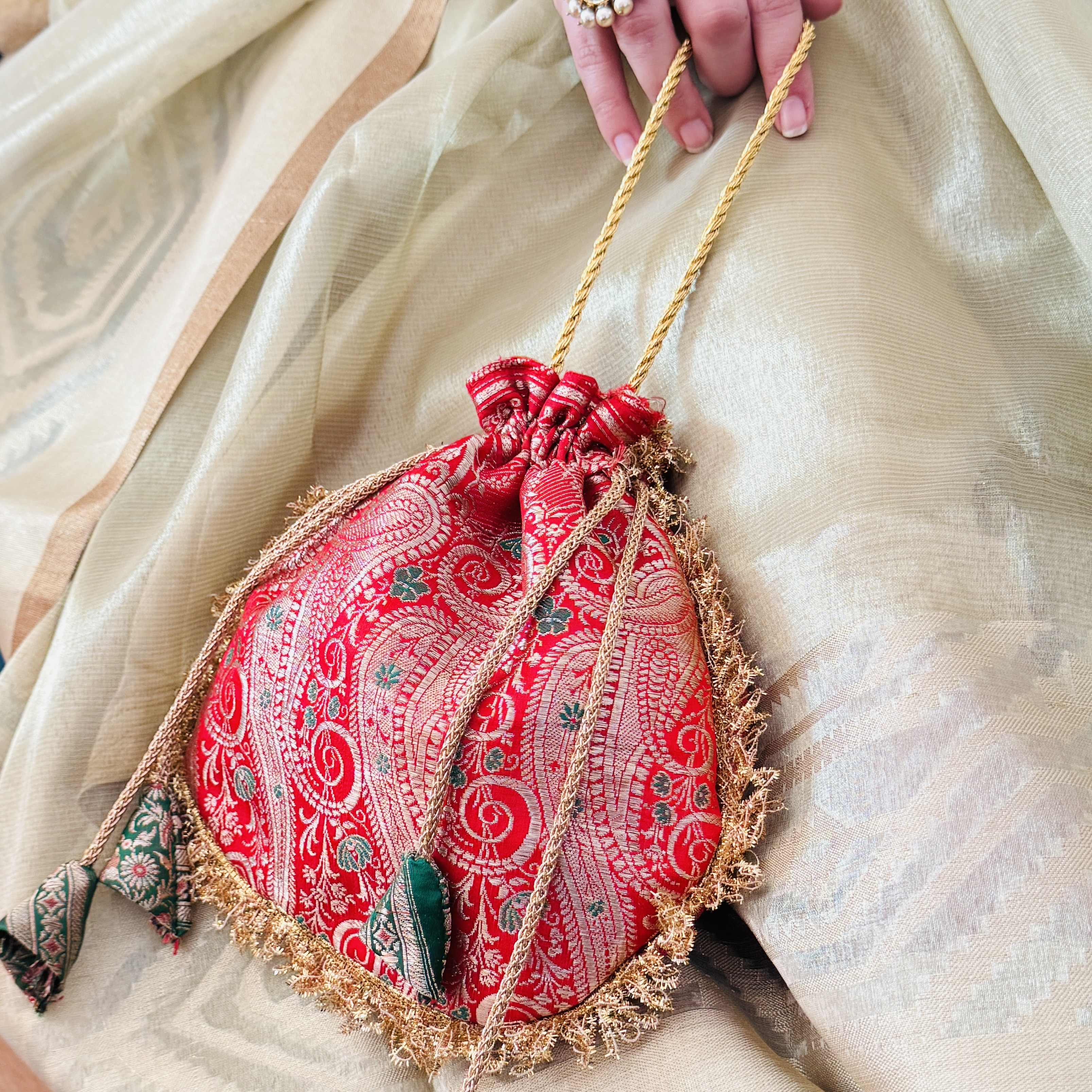 Banarasi Silk Potli - Pattern One