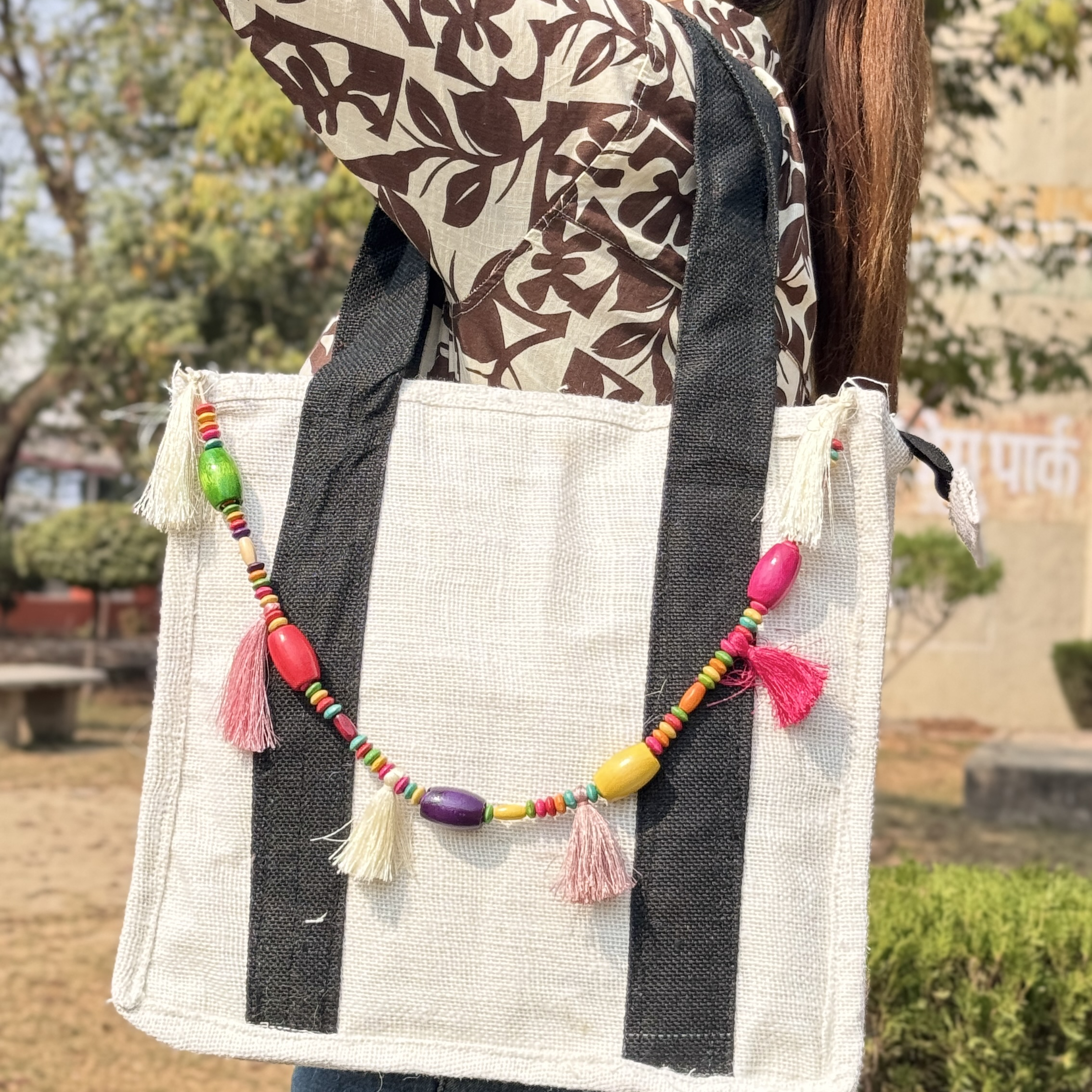 Jute Bag with Black Strip