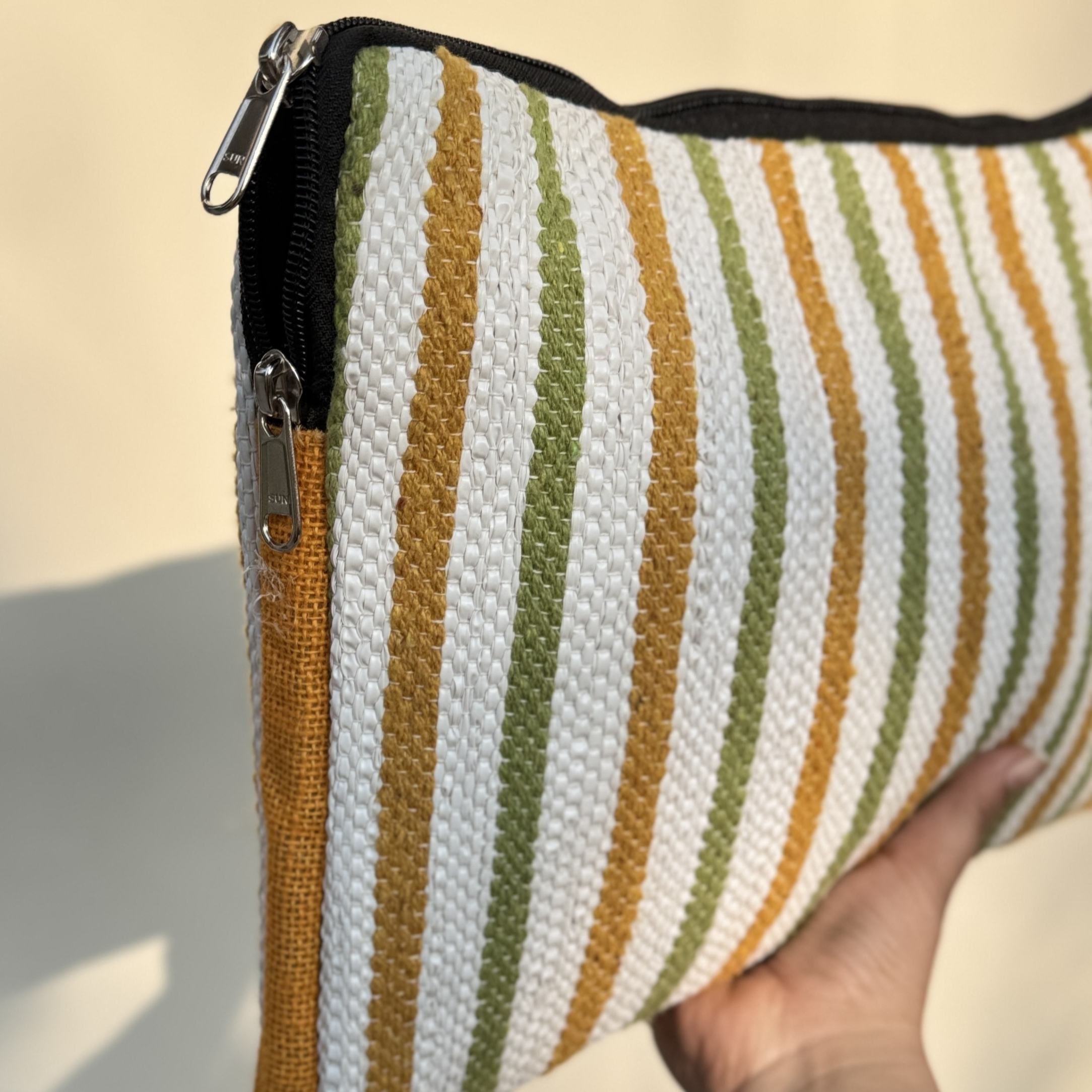 Laptop Sleek Bag Green Vertical Strip